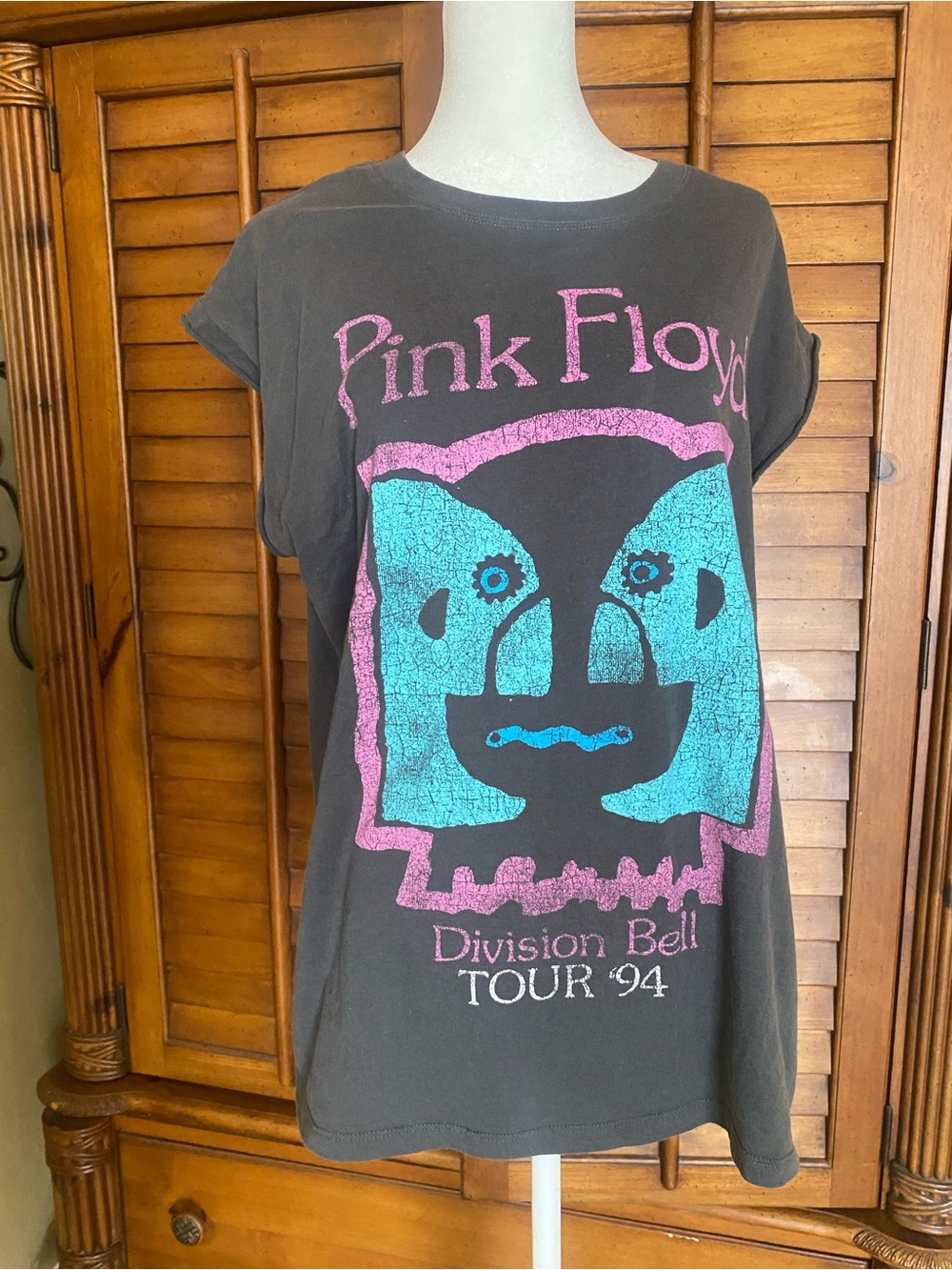 Pink Floyd Black Tee with Pink & Teal Tour Graphic